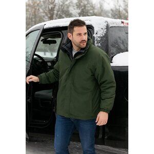 L.L. Bean Mens 3-In-1 Outdoor Jacket Army Green XL Polyester Shell & Insulation